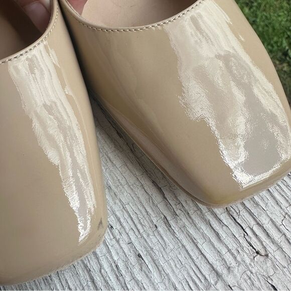 Ron White Lizbeth Square Toe Patent Leather Block Heel Nude Size EU 38 / US 7.5 - Picture 9 of 11